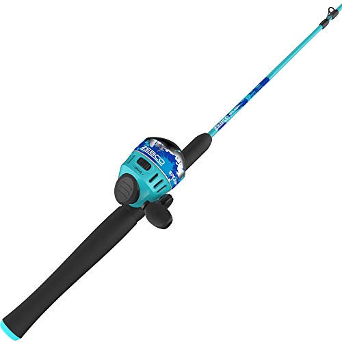 Zebco Splash Spincast Reel and Fishing Rod Combo, 6-Foot 2-Piece Fishing Pole, Size 30 Reel, Changeable Right- or Left-Hand Retrieve, Pre-Spooled with 10-Pound Zebco Line, Blue