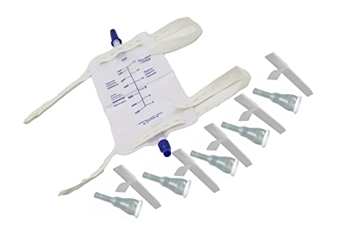 Complete Kit Urinary 5 Days 5 Condom Catheters External Self-Sea + Leg Bag 750ml + Straps (Large 30 mm 1.2 Inches)