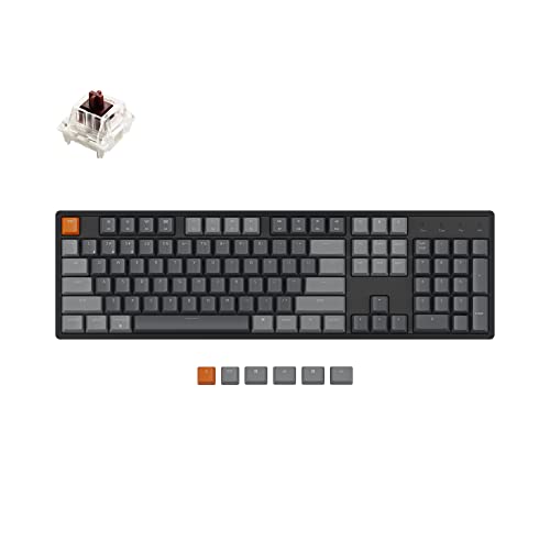 Keychron K10 Full Size Layout RGB Hot-Swappable Mechanical Keyboard for Mac Windows, Multitasking 104-Key Bluetooth Wireless/USB Wired Gaming Keyboard with Gateron G Pro Brown Switch Aluminum Frame