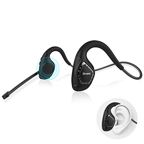 Giveet Bluetooth 5.2 Open Ear Headset, Wireless Air Conduction Stereo Headphone w/Noise-Cancelling Boom Mic, 8 Hrs Playtime, All Day Comfort, Answer Phone Call Music for Running Driving Hiking Working