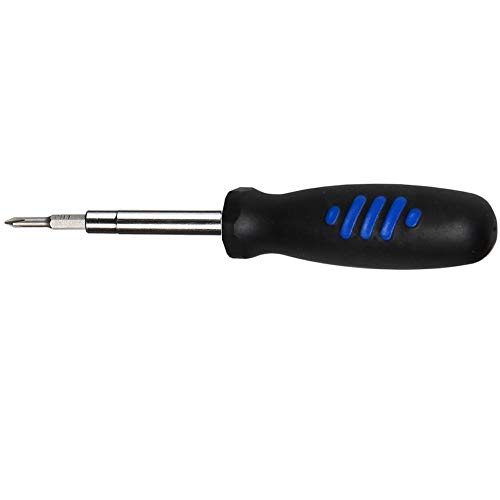 Edward Tools Multi Tool Screwdriver 6 in 1 - Combination Multi Bit Screwdriver with #1, 2 Phillips, 3/16', 1/4' slotted, 1/4', 5/16' nut drivers - Steel Bits - Ergonomic Rubber Handle