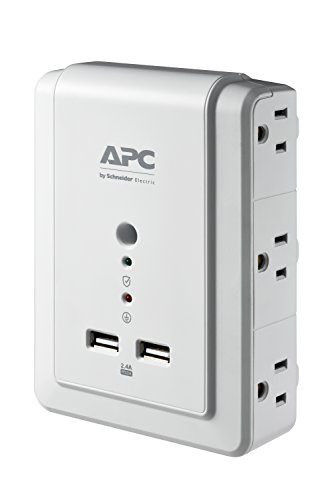 APC Wall Outlet Plug Extender, Surge Protector with USB Ports, P6WU2, (6) AC Multi Plug Outlet, 1080 Joule Surge Protection White