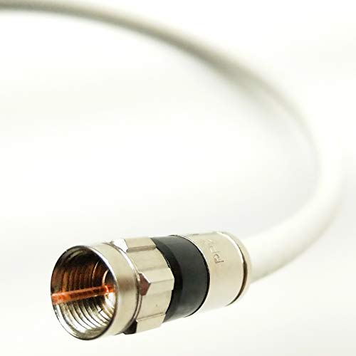 PHAT SATELLITE White Coaxial RG6 Cable 100ft UL ETL CM CATV Fire Retardant Satellite Audio Video Antenna Modem Internet Cable with Nickel-Plated Brass Connectors Installed and Cut to Order