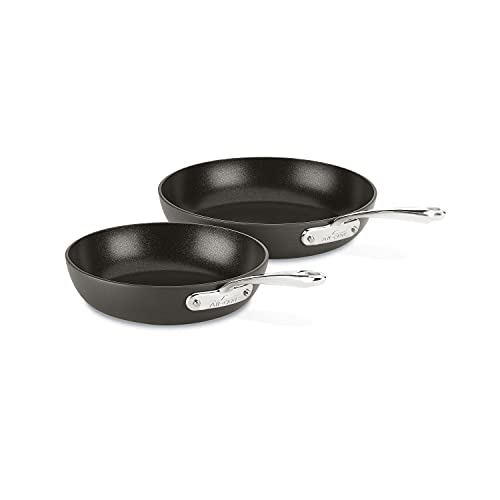 All-Clad Essentials Hard Anodized Nonstick 2 Piece Fry Pan Set 8.5, 10.5 Inch Pots and Pans, Cookware Black