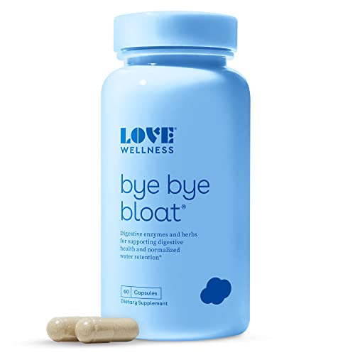 Love Wellness Bye Bye Bloat, Digestive Enzymes | Bloating Relief for Women | Helps Reduce Gas Relief & Water Retention | Supports Digestive Health with Fenugreek & Dandelion | 60 Count