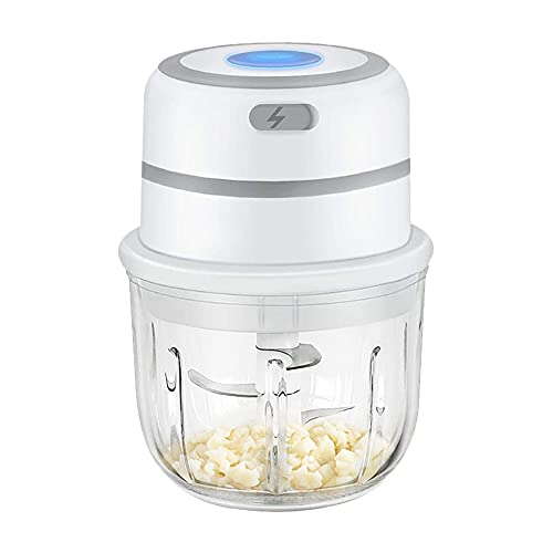 Garlic Chopper with Food Grade Glass Bowl, Easy to Clean Electric Small Meat Mincer, Mini Food Processor Dicer for Garlic & Vegetables - Save Your Prep Time & Effort - Elderly also can Use Easily