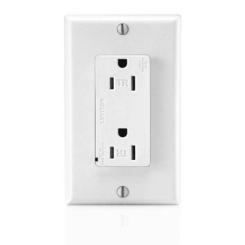 Leviton T5280-W 15 Amp, 125 Volt, Tamper Resistant, Decora Duplex Surge Suppressor Receptacle, Straight Blade, Commercial Grade, Self Grounding, White