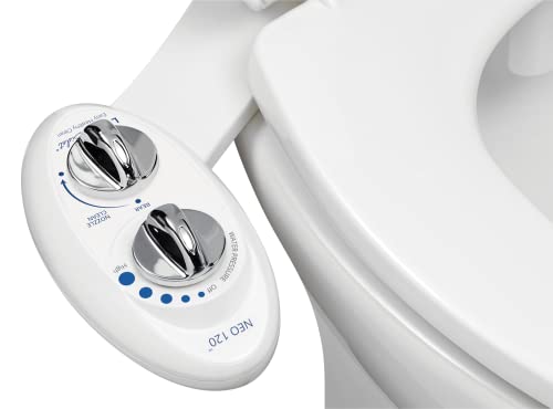 LUXE Bidet NEO 120 - Self Cleaning Nozzle - Fresh Water Non-Electric Bidet Toilet Attachment (White)