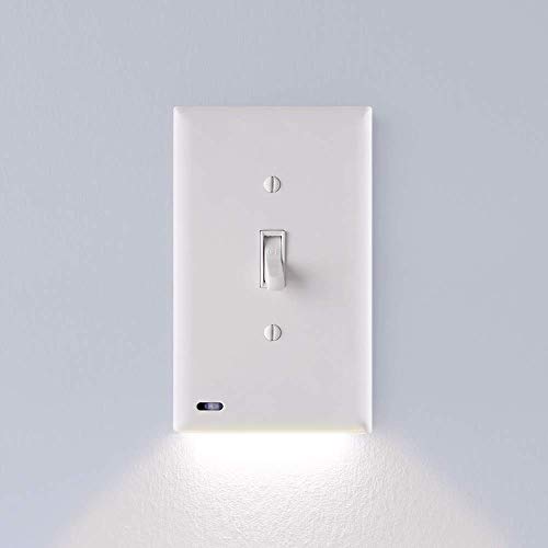 SnapPower Single SwitchLight - LED Night Light - for Single-Pole Light Switches - Light Switch Plate with LED Night Lights - Adjust Brightness - Auto On/Off Sensor - (Toggle, White)