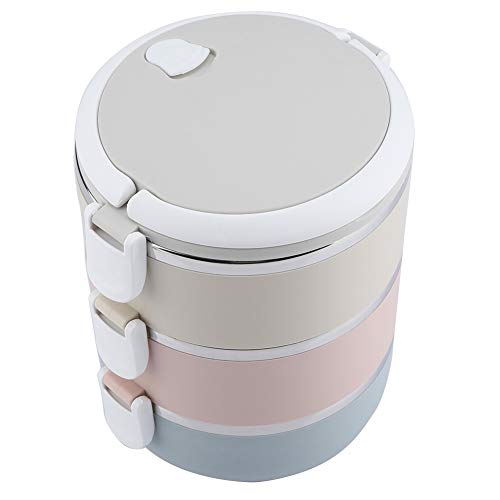 Shopping Spree ????????? ???? All-in-one Stackable Lunch Box Portable Insulated Lunch Box Stainless Steel Thermal Lunch Box Container Bento Box Food Container(2100ml)