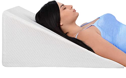 Ebung Bed Wedge Pillow with Memory Foam Top 12in - 45 Degree Wedge Pillow for Snoring, Neck Pillow for Pain Relief, Shoulder Pain, Back Pillow for Sitting in Bed, Heartburn - Removable, Washable Cover