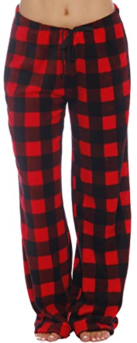 Just Love Women's Plush Pajama Pants, Large, Buffalo Plaid Red