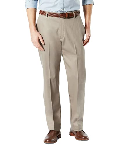 Dockers Men's Classic Fit Signature Khaki Lux Cotton Stretch Pants (Regular and Big & Tall), Timberwolf, 36W x 32L