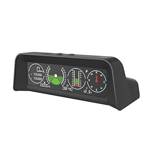 Car Inclinometer Level Tilt Gauge, Car HUD GPS Speedometer MPH Car Electronic Compass Clinometer Indicator, Digital Inclinometer Car Angle Slope Meter for Off-Road Vehicles