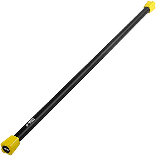 Day 1 Fitness Weighted Workout Bar with Rubber Padding, 48”, 10 LBS - Heavy-Duty, Solid Steel Exercise Bar for Physical Therapy, Aerobics, Yoga, Pilates - Premium Crossfit Equipment