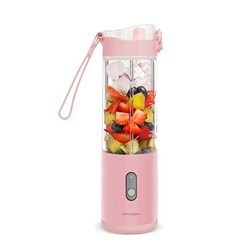 Small Personal Blender for Shakes and Smoothies on the go Single Serve for Travel - for Mixing Fruit Juice, Milk, Small Ice with 13 Oz on the Go Blender Cup (Pink Color Blender, 350ML)…