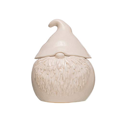 Creative Co-Op Shaped Stoneware Kitchen Jar Gnomes, White