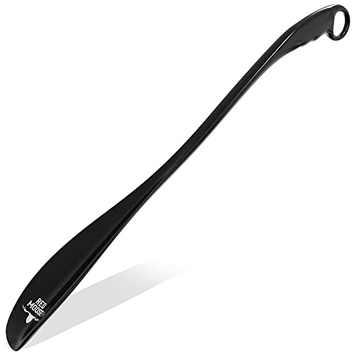 OrthoStep Red Moose Shoe Horn Long Handle Metal 24 inch - Durable and Sturdy for Shoes and Boots (Black)