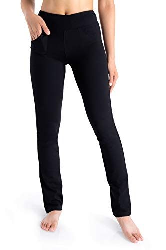 Yogipace, 5 Pockets, Tall Women's Straight Leg Yoga Pants Long Stretch Dress Pants Slim fit Workout Pants Travel Commute Work, 35', Black, M
