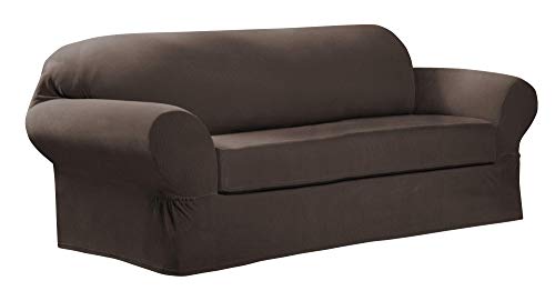 MAYTEX Collin Stretch 2 Piece Sofa Furniture Cover Slipcover, Mocha Brown