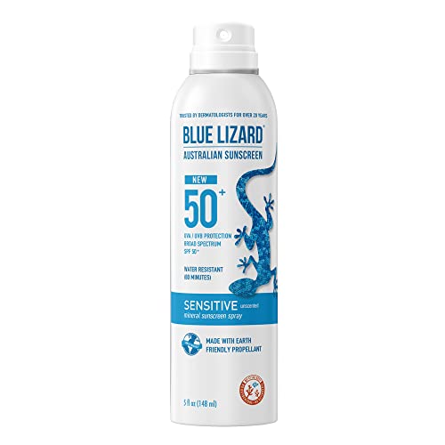 BLUE LIZARD Mineral Sunscreen Sensitive SPF 50+ Spray, 5 Ounce