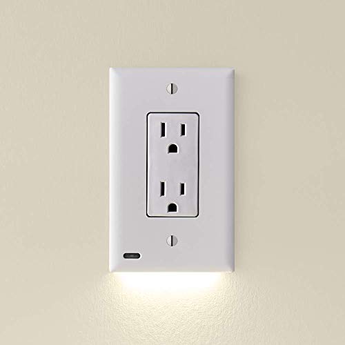 2 Pack - SnapPower GuideLight 2 [For Décor Outlets] - Replaces Plug-In Night Light - Electrical Receptacle Wall Plate with LED Night Lights - Auto On/Off Sensor - (Décor, White)