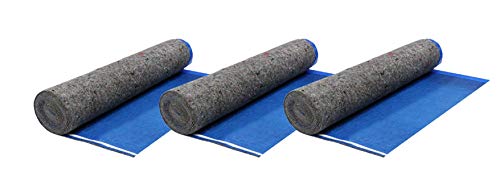 AMERIQUE 3.2 mm 5TH Generation Extreme Quiet Super Heavy Duty Felt 3-in-1 Underlayment Padding with Tape & Vapor Barrier, Royal Blue, 100 Square Feet (Pack of 3)
