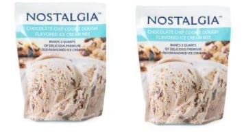Nostalgia Ice Cream Mix. 2 pack - Chocolate Chip Cookie Dough. Each Packet of 8 Oz Makes 2 Quarts of Delicious Premium Old Fashioned Ice Cream!