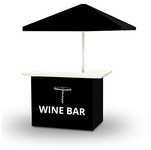 Best of Times 2001W2512 WINE BAR Portable Bar and 6' Square Market Umbrella Black, White