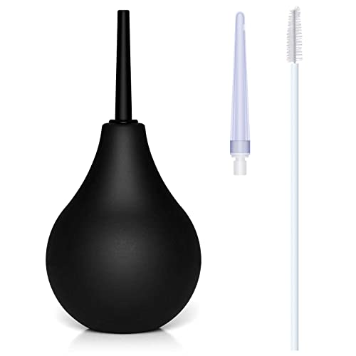 Melao Enema Bulb for Men, Anal Douche for Women, Reusable Vaginal or Anal Cleaner with Soft and Smooth Nozzle, 224ML (Black)