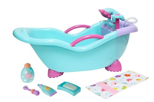 JC Toys - for Keeps Playtime! | Baby Doll Real Working Bath Set | Fits Dolls up to 16' | Shower and Faucet Really Work | Play Accessories | Ages 2+, Pink