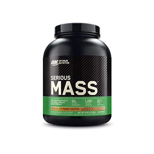 Optimum Nutrition Serious Mass Weight Gainer Protein Powder, Vitamin C, Zinc and Vitamin D for Immune Support, Chocolate Peanut Butter, 6 Pound (Packaging May Vary)