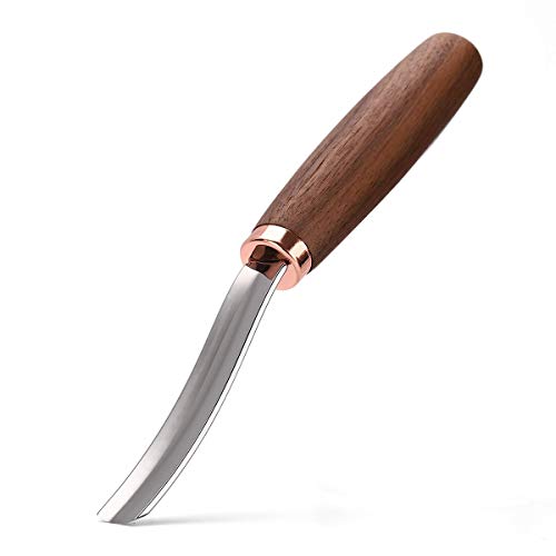 CUITASTE Gouge Knife, Wood Carving Knife, Bowl Carving, Bent Gouge Knife, Black Walnut Handle Radial Gouge Knife for Hard and Soft Woods.
