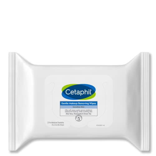 Cetaphil Gentle Makeup Removing Face Wipes, Daily Cleansing Facial Towelettes Gently Remove Makeup, Fragrance and Alcohol Free, 25 Count