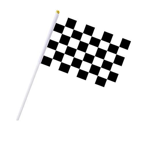 30PCS Checkered Flags 8 x 5.5 Inch Racing Polyester Flags with Plastic Sticks Black & White Racing Flag for Racing, Race Car Party,Sport Events