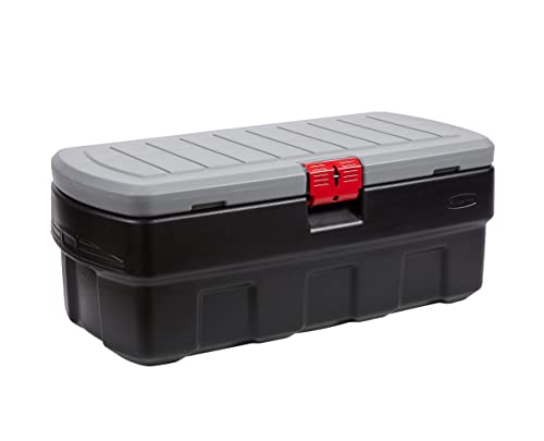 Rubbermaid ActionPacker️ 48 Gal Lockable Plastic Storage Bin, Industrial, Rugged Large Storage Container with Lid (Black,gray)