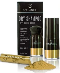Ambiance Dry Shampoo–3-in-1 Cleans, Covers & Conceals. Absorbs Oil to Refresh Hair, Boosting Body & Shine. Covers Roots & Gray Between Colorings. (Combo- Brush + Refill, Blonde)