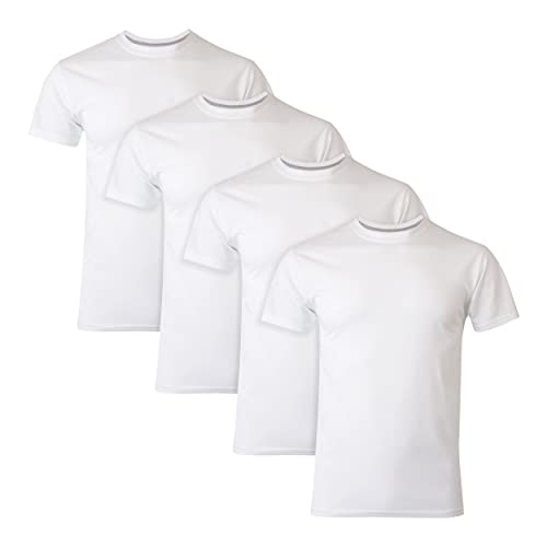 Hanes Ultimate Men's 4-Pack FreshIQ Slim Fit Crew T-Shirt, White, Large