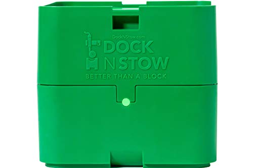 Dock N Stow Trailer Jack Block, RV Tongue Stand Stores on Frame, Fits Most Jack, Post, Foot, or Wheel, for Camper, Pop Up, Boat, or Travel Trailer, Green GEN1