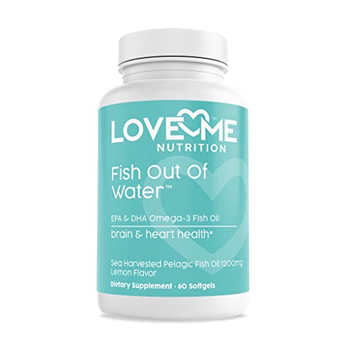 Fish Oil Omega 3 Supplement – Burpless & Supports Heart Health (60 Servings) - EPA & DHA Omega-3 Fatty Acids Brain, Eye, Skin & Joint Health – Natural, Fish Oil Capsules – Love Me Nutrition