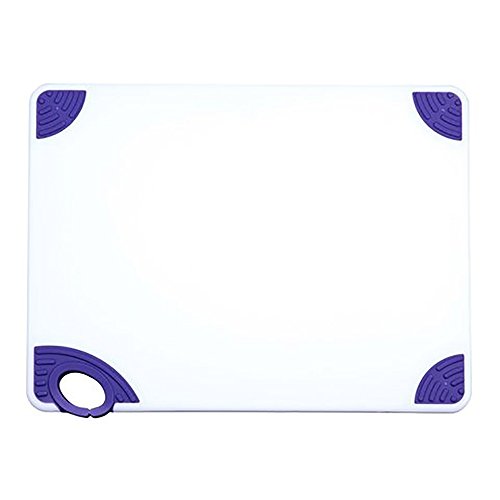 Winco CBN-1520PP, 15x20x1/2' Rectangular Cutting Board with Purple Rubber Grip Hook, Plastic Chopping Board (Purple)