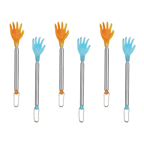 6 Packs Portable Extendable Back Scratcher, Extendable Backscratchers for Women Men Kids, 17.3' Long Telescoping Massage Tool Eliminating Back Itching in Blue, Yellow Color