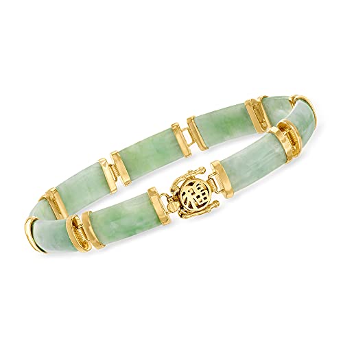 Ross-Simons Jade'Good Fortune' Bracelet in 18kt Gold Over Sterling. 7.5 inches