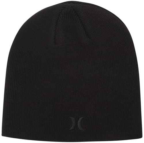 Hurley Men's Winter Hat - Classic Icon Beanie, Size One Size, Black/Black