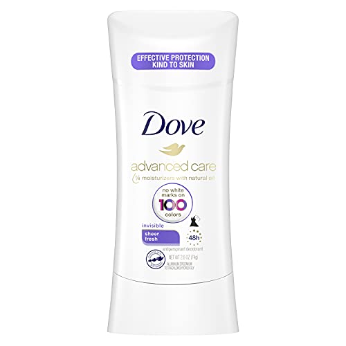 Dove Advanced Care Invisible Antiperspirant Deodorant Stick No White Marks on 100 Colors Sheer Fresh 48-Hour Sweat and Odor Protecting Deodorant for Women 2.6 oz