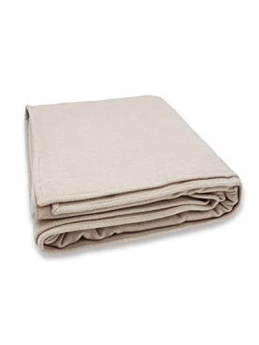 State Cashmere Herringbone Throw Blanket - Soft Accent Blanket for Couch, Sofa & Twin Standard Bed Made with Merino Wool & Cashmere Sourced from Inner Mongolia - (Beige/Ivory, 90'x60')