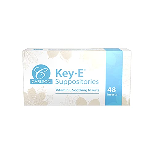 Carlson - Key-E Suppositories, 30 IU (20 mg) Vitamin E Suppository, Moisturizes & Nourishes, for Women and Men, 48 Count