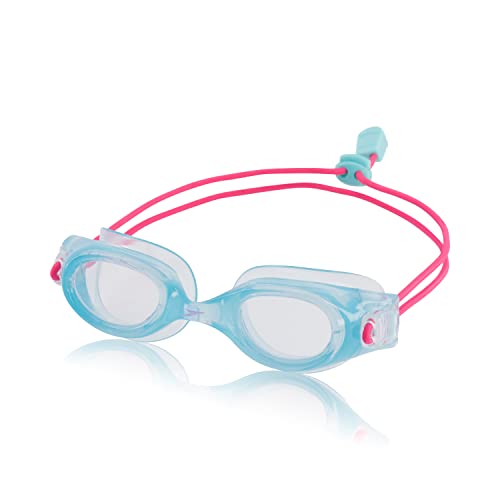 Speedo Unisex-Child Swim Goggles Hydrospex Bungee Junior Ages 6-20, Aqua Splash/Clear, One Size