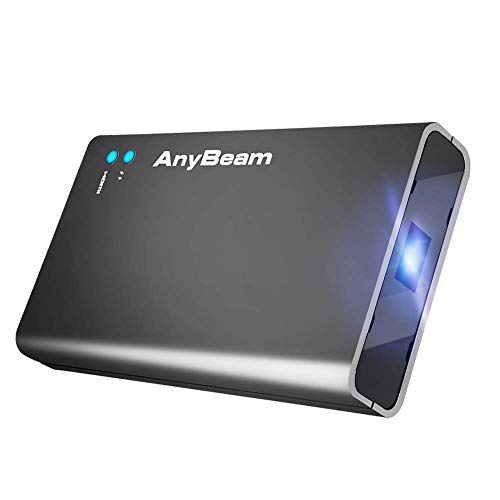 AnyBeam Pico Mini Portable Pocket Projector, Focus-Free, Laser Scanning, Lightweight, Compatible with iPhone, iPad, Android, Laptop, Tablet, PC, Gaming Console, for Party, Home (Metallic Gray)