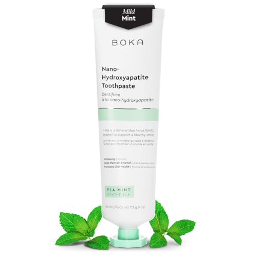 Boka Fluoride Free Toothpaste - Nano Hydroxyapatite, Remineralizing, Sensitive Teeth, Whitening - Dentist Recommended for Adult & Kids Oral Care - Ela Mint Flavor, 4 Fl Oz 1 Pk - US Manufactured
